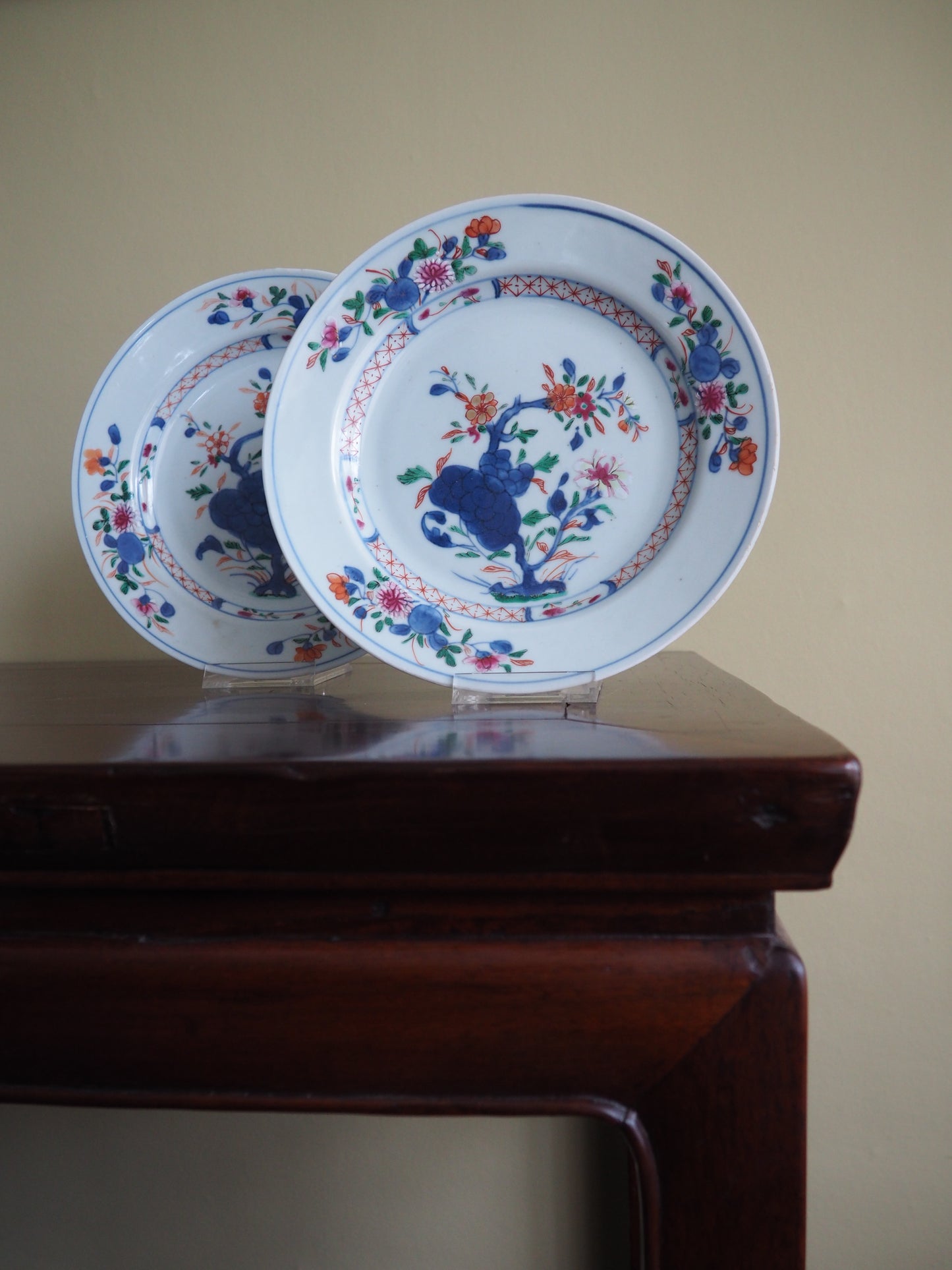 Pair of 18th Century Chinese Famille Rose Plates