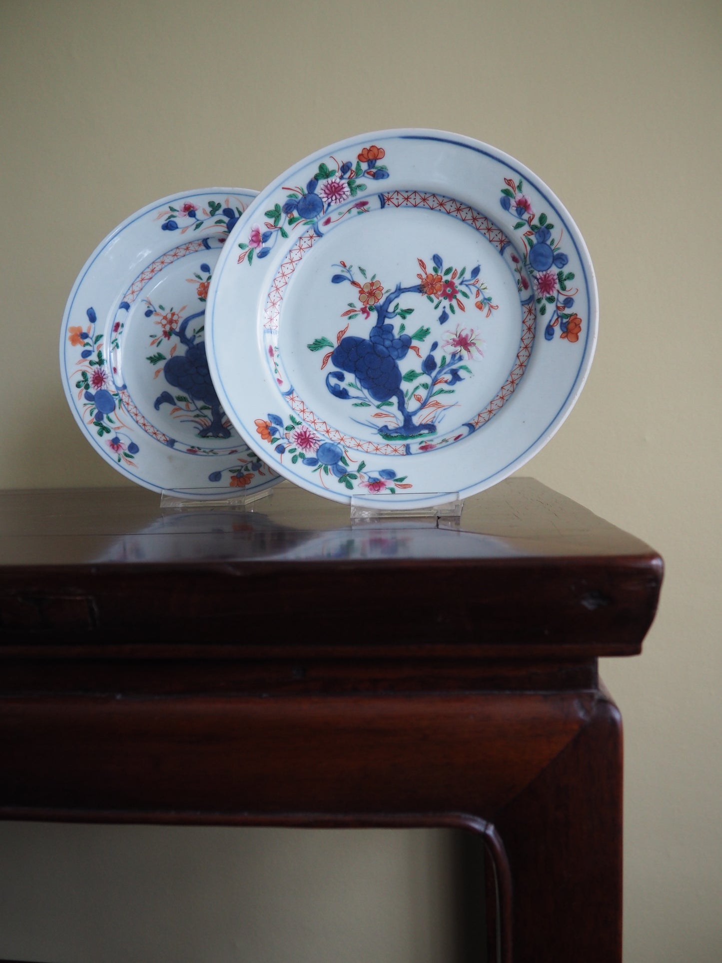 Pair of 18th Century Chinese Famille Rose Plates