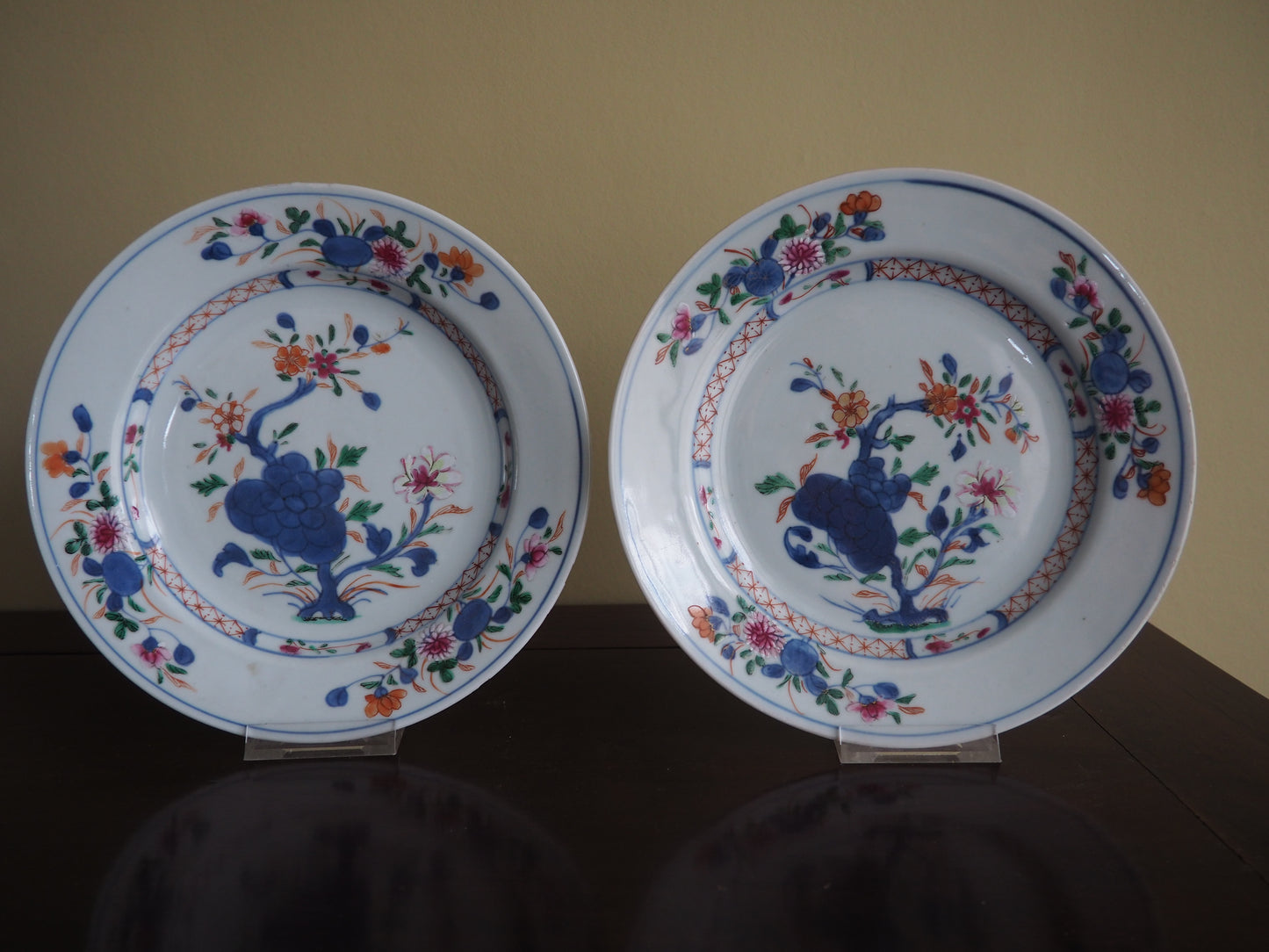 Pair of 18th Century Chinese Famille Rose Plates