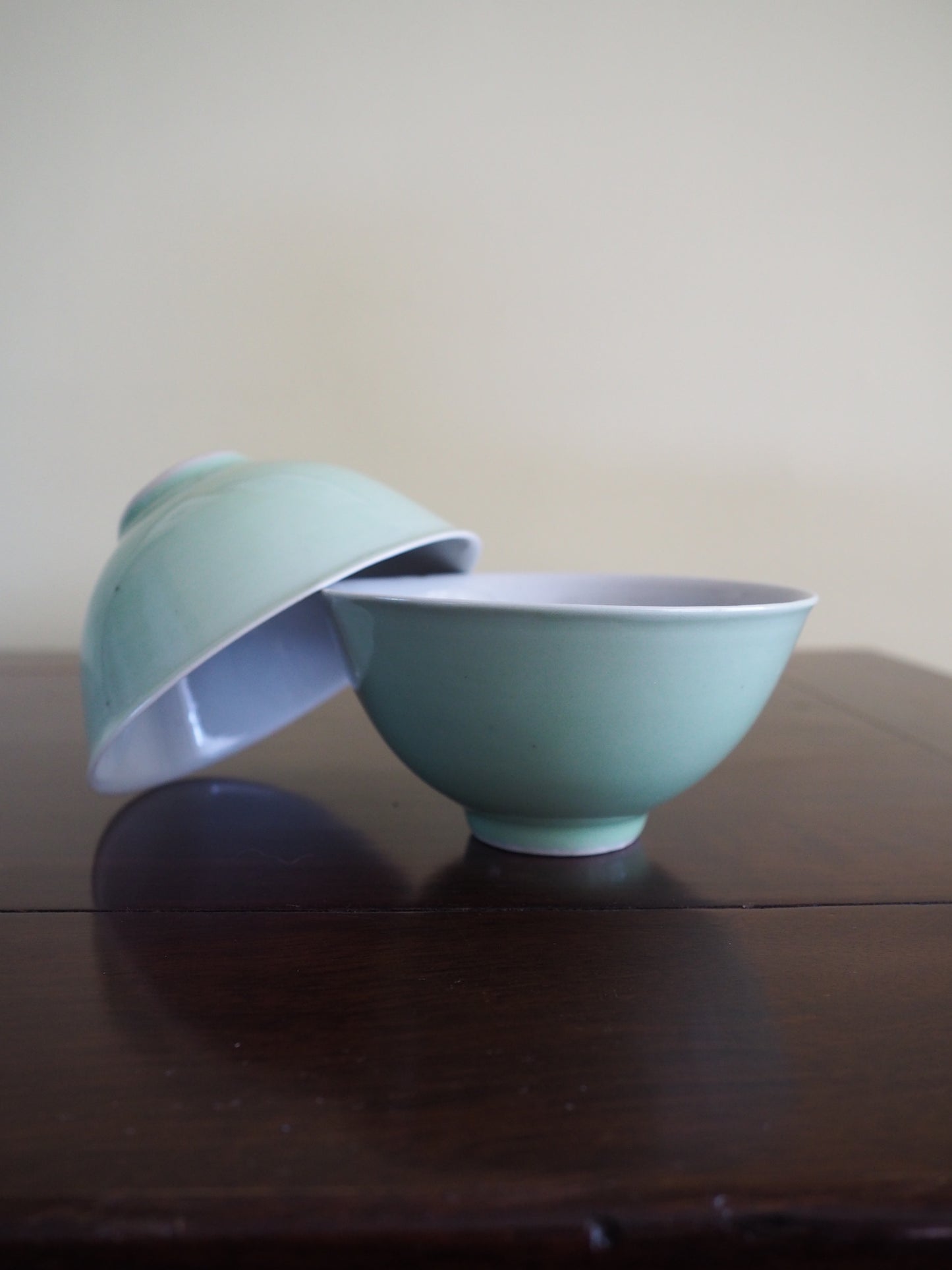 Pair of Celadon Monochrome Bowls – 19th Century