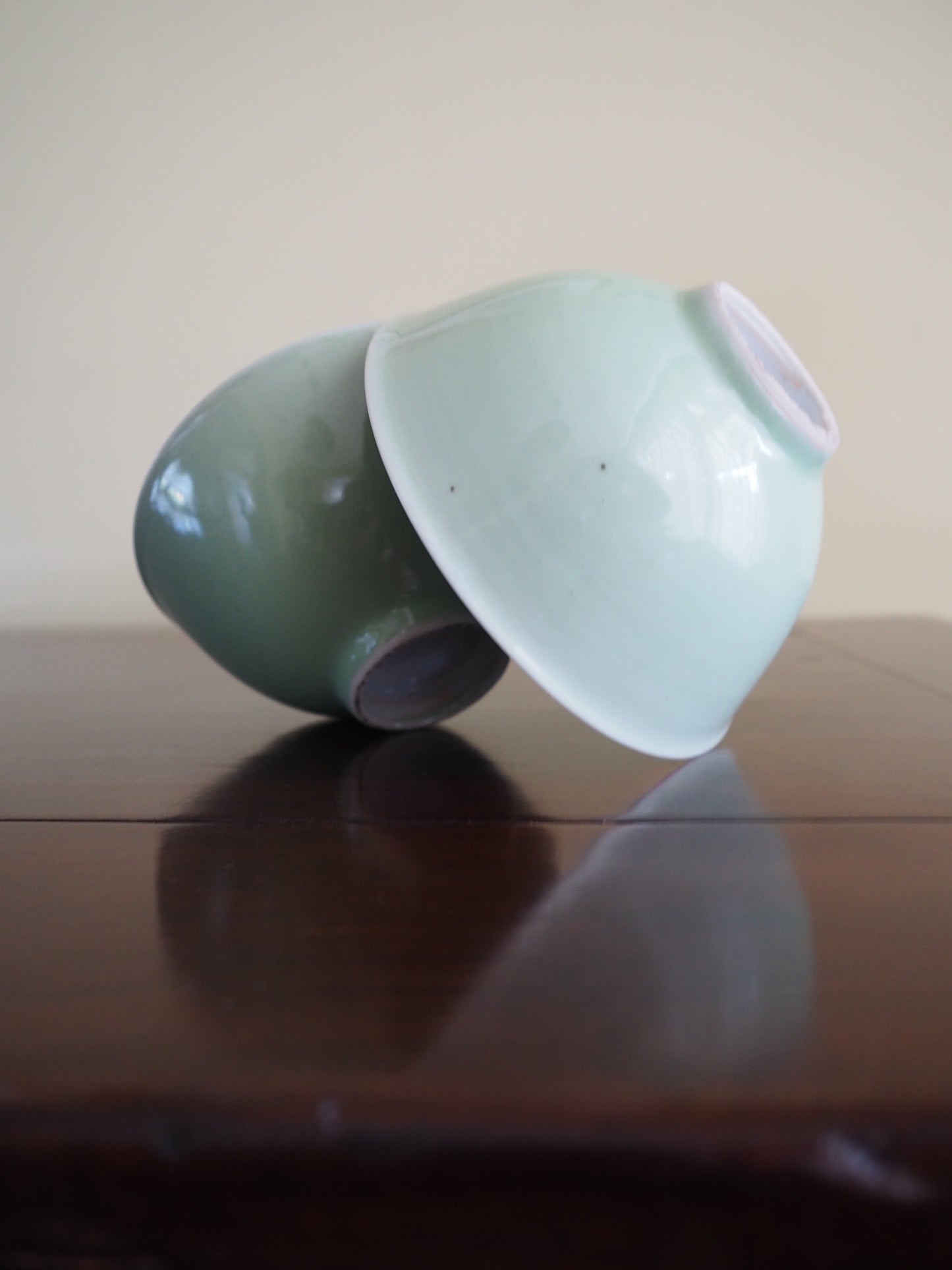 Pair of Celadon Monochrome Bowls – 19th Century