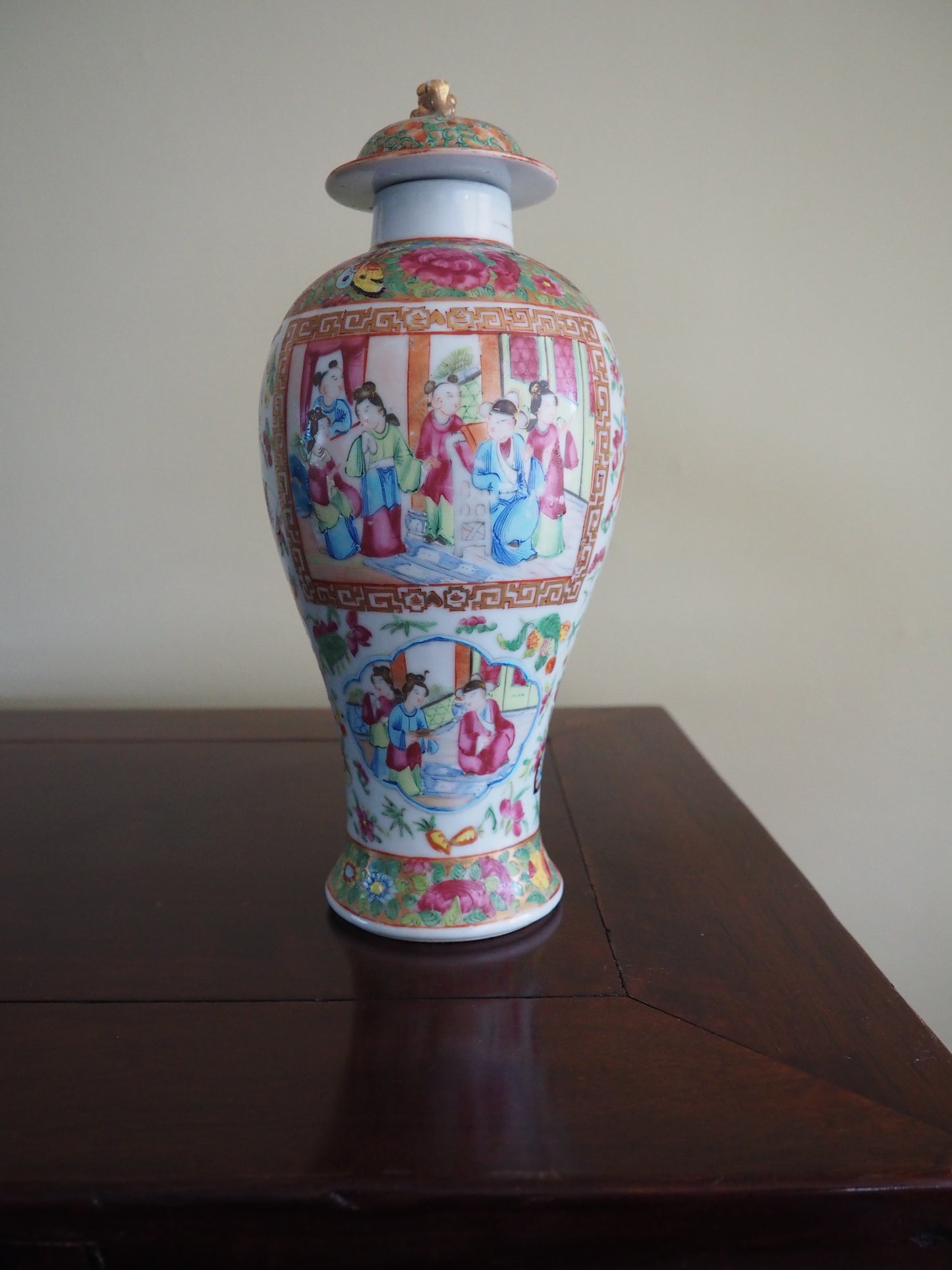 Canton Famille Rose Vase with Cover – Qing Dynasty