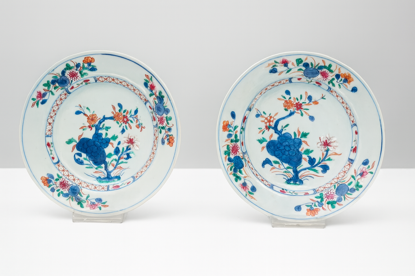 Pair of 18th Century Chinese Famille Rose Plates