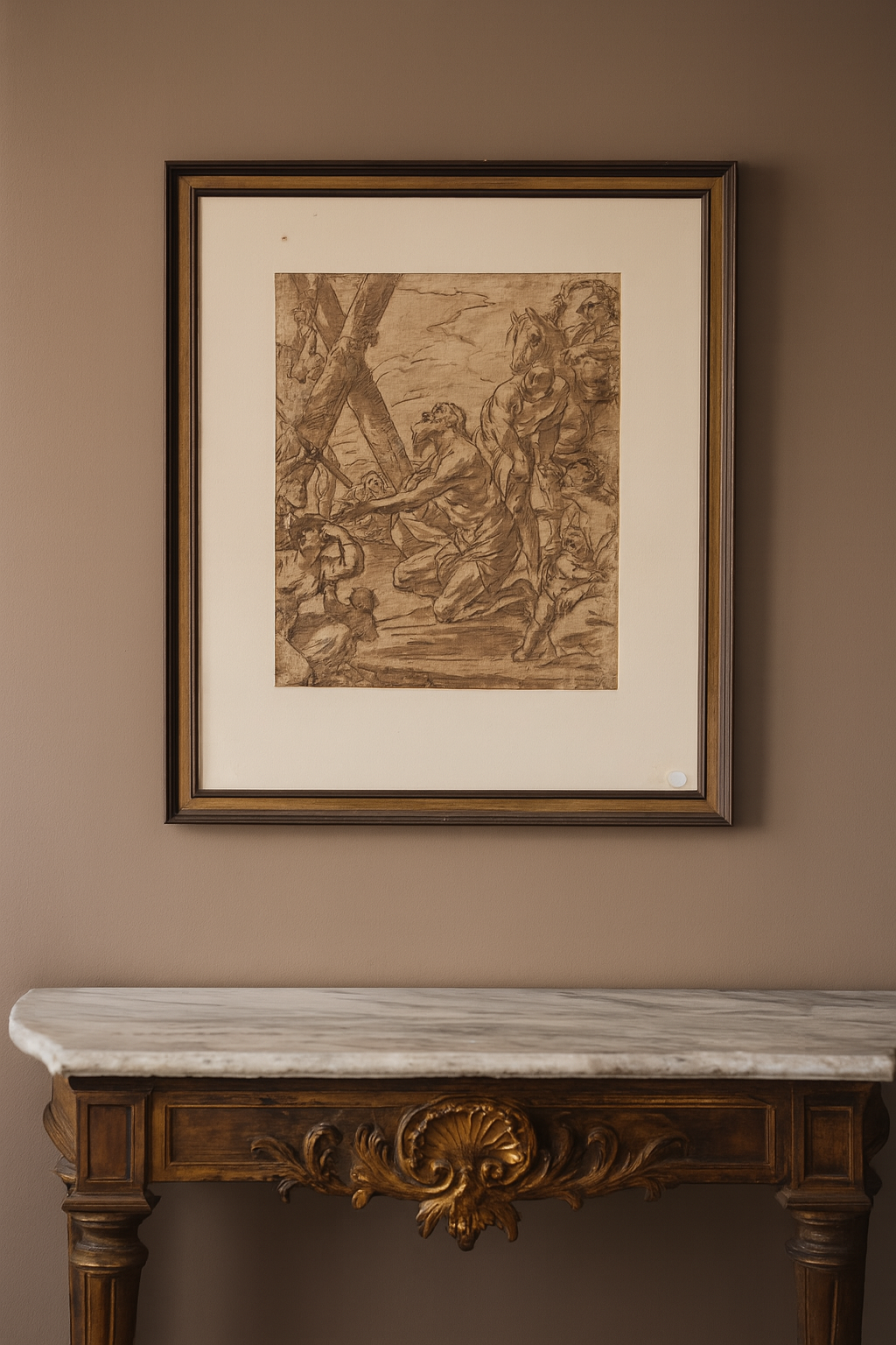 Large 17th-Century Drawing of the Martyrdom of Saint Andrew 