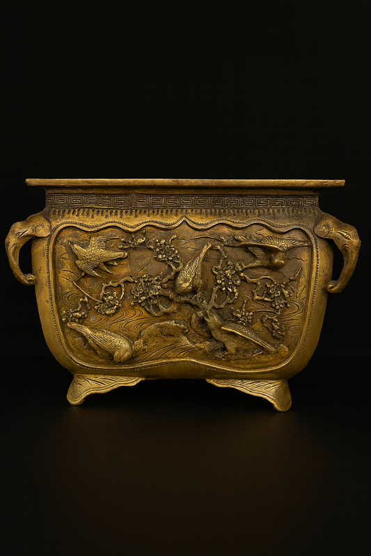 Exceptional Japanese Bronze Jardinière – Signed Yoshida, Kyoto