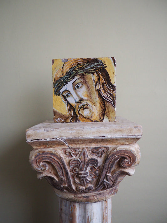 Rare Italian Majolica Tile with Ecce Homo – 16th century