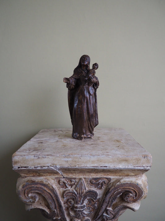 16th century wood sculpture of the Virgin and Child