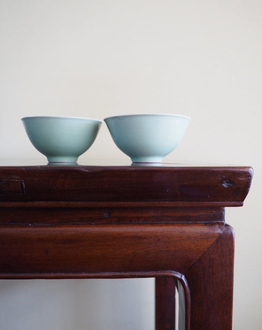Pair of Celadon Monochrome Bowls – 19th Century