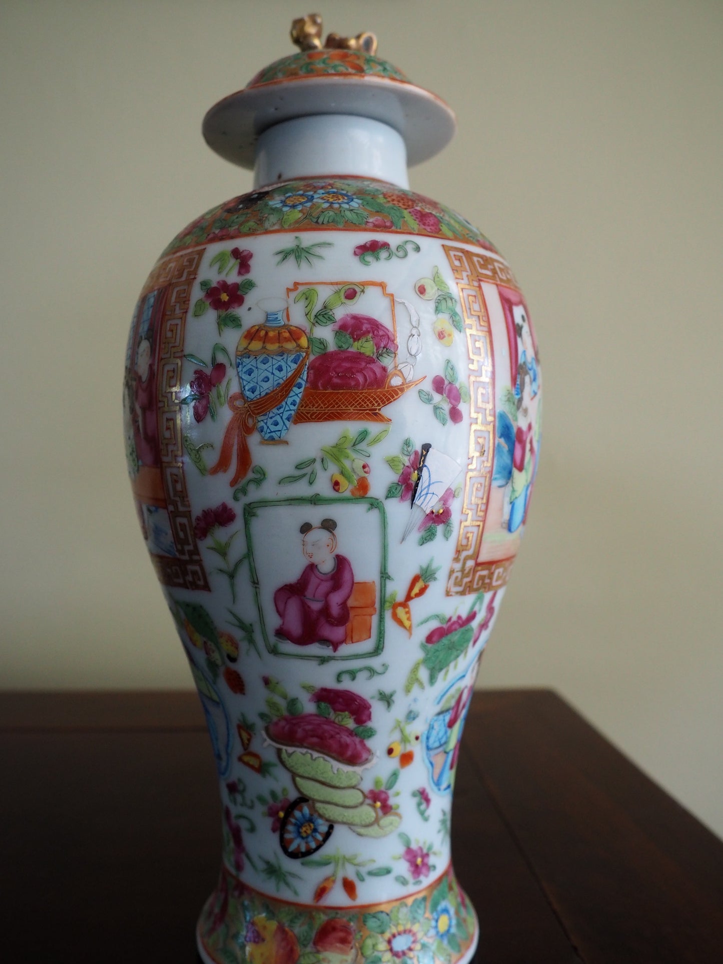 Canton Famille Rose Vase with Cover – Qing Dynasty