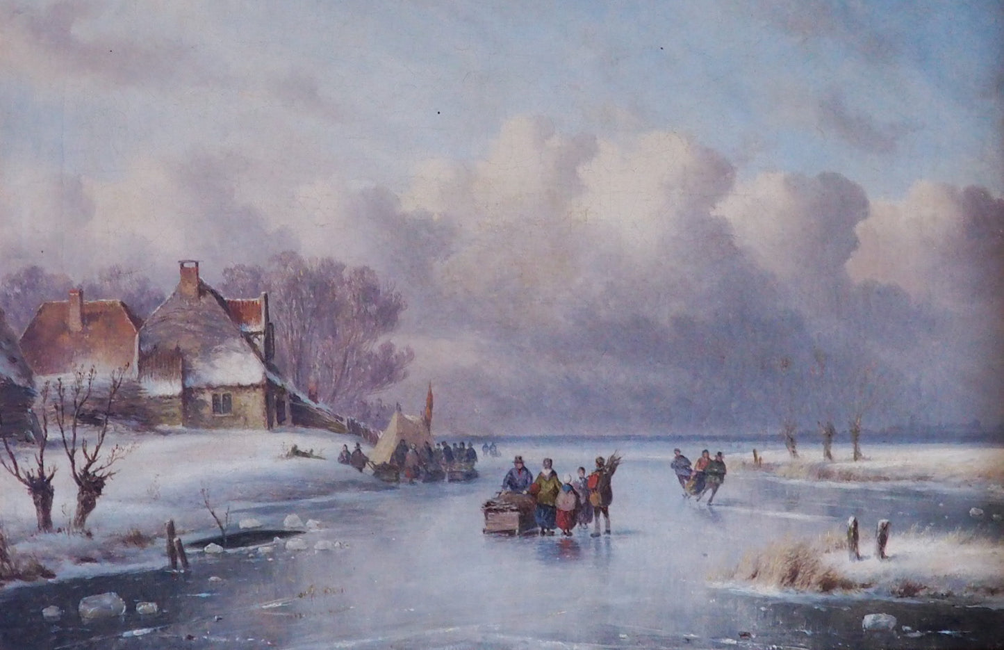 Carl Eduard Ahrendts (1822–1898) – Winter landscape with skaters