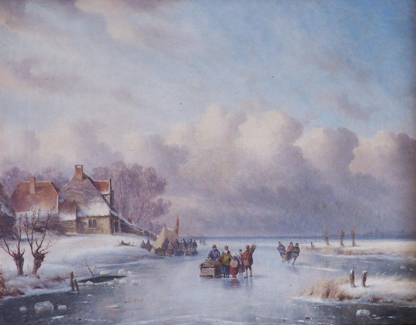 Carl Eduard Ahrendts (1822–1898) – Winter landscape with skaters