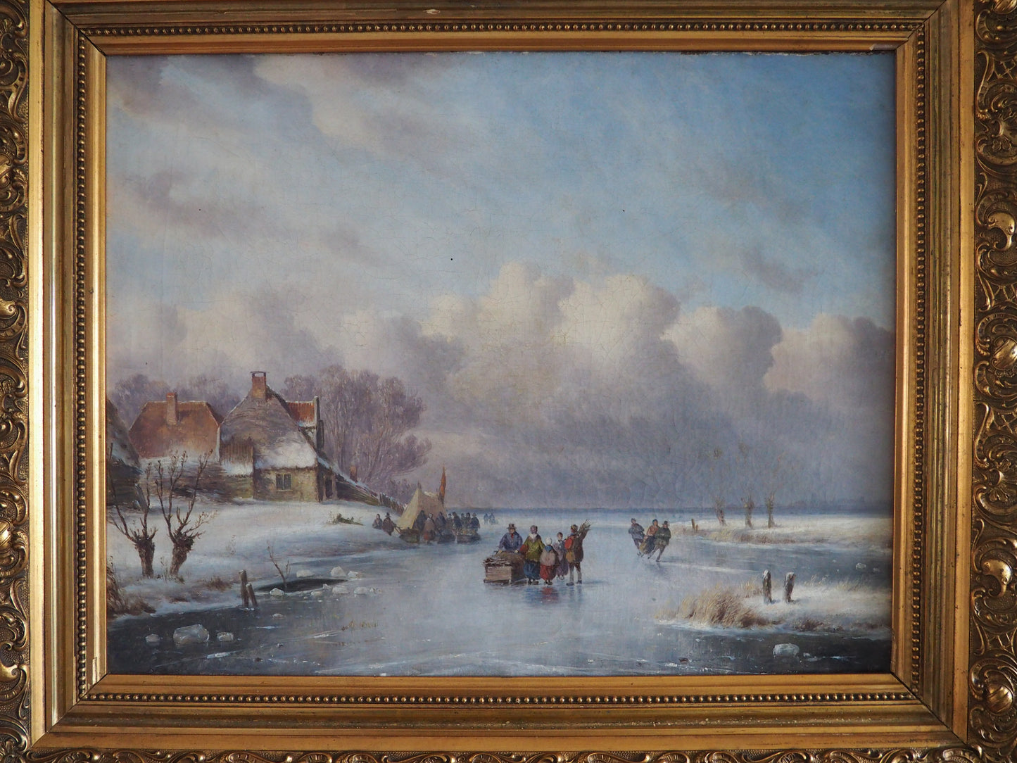 Carl Eduard Ahrendts (1822–1898) – Winter landscape with skaters