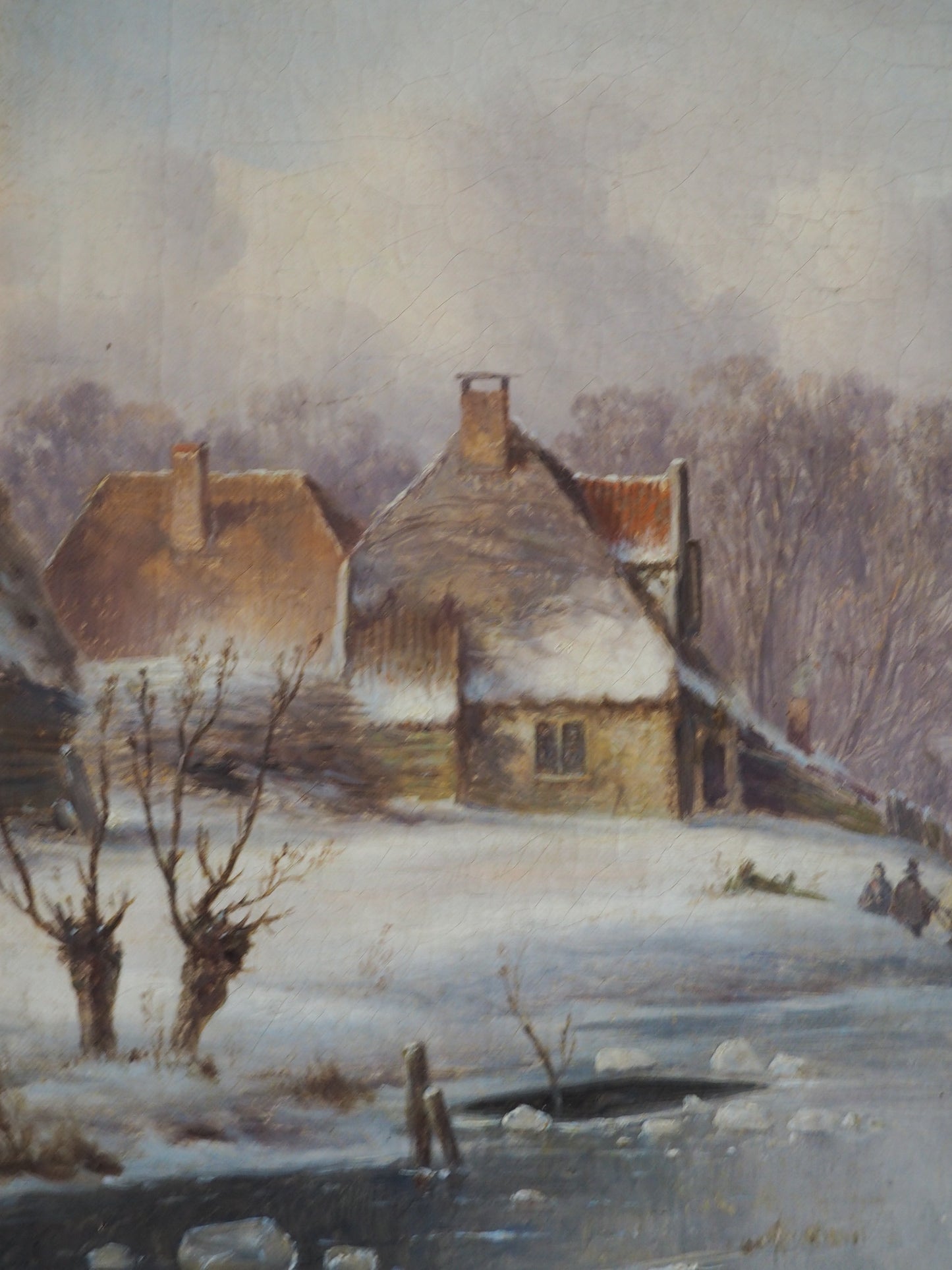 Carl Eduard Ahrendts (1822–1898) – Winter landscape with skaters