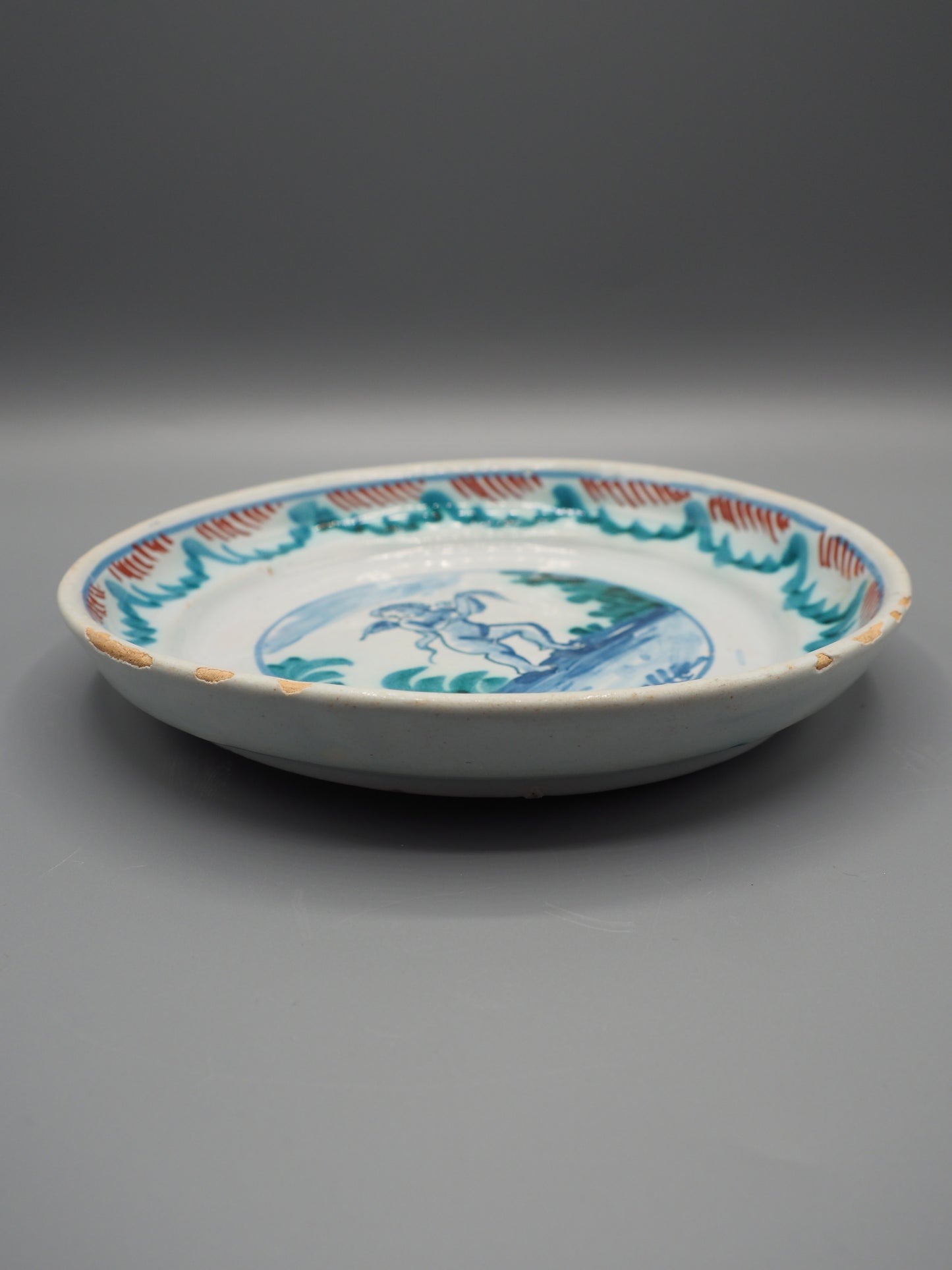 18th Century French Faience Dish with Putto