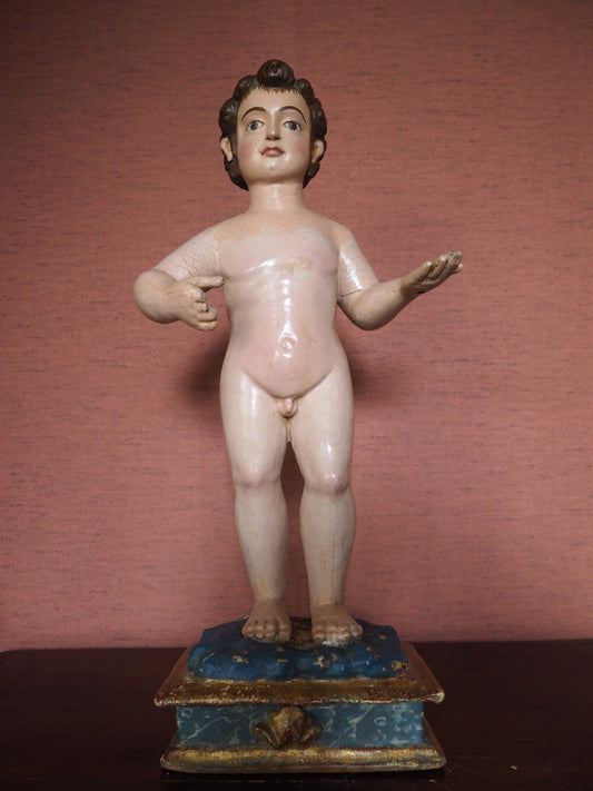 A Polychrome Carved Wood Figure of the Christ Child Spain, 17th Century